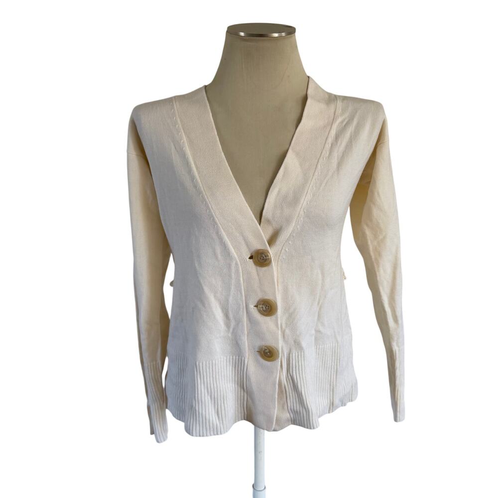 NWT Banana Republic Merino Wool Knit Cream Cardigan Sz S Preppy Academia
